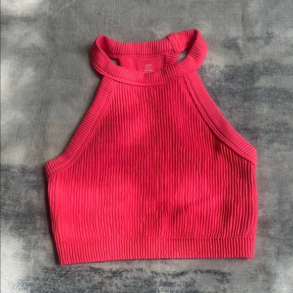 Aerie Pink Ribbed Sleeveless Crop Tank Top - Picture 2 of 6